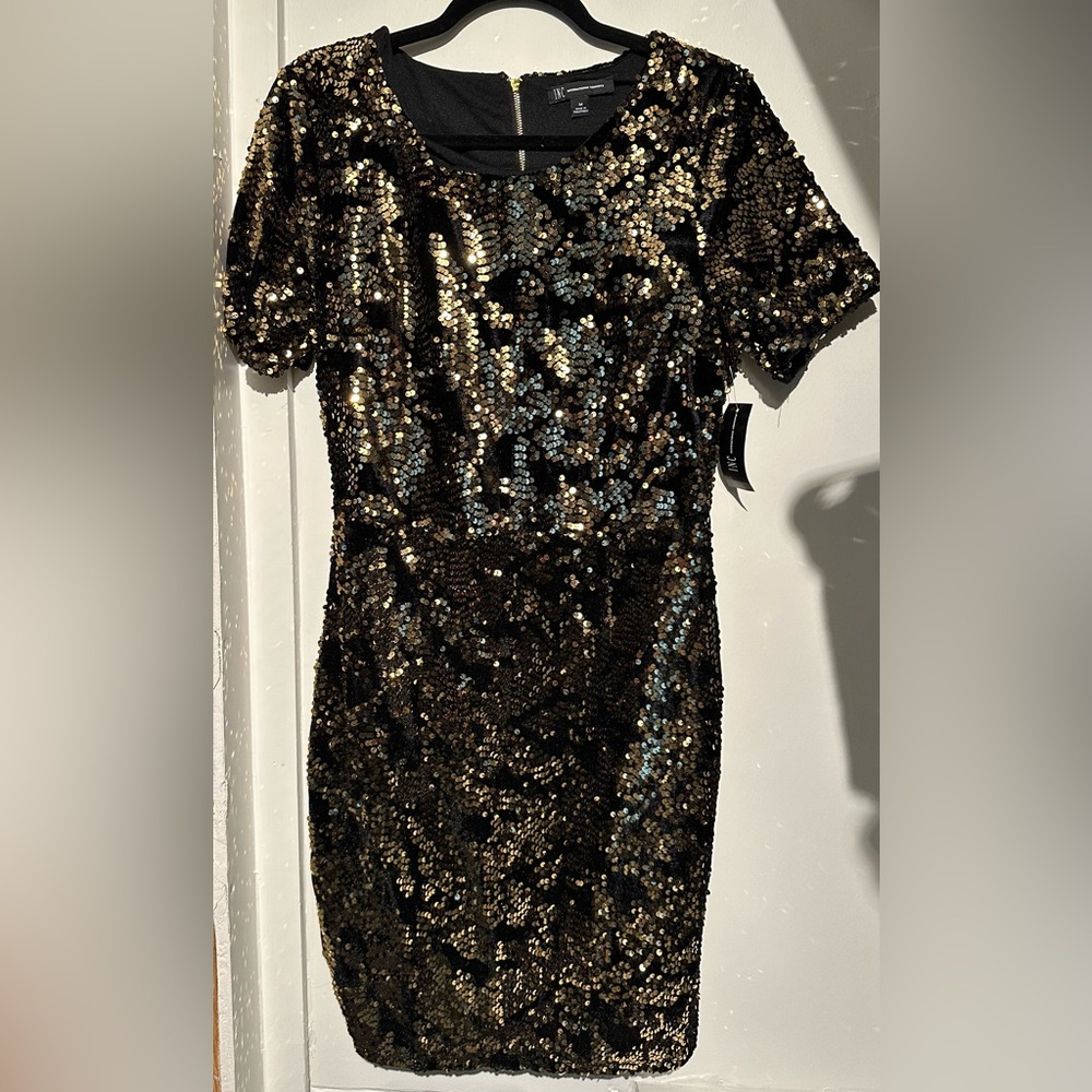 INC Black and Gold Sequin Dress